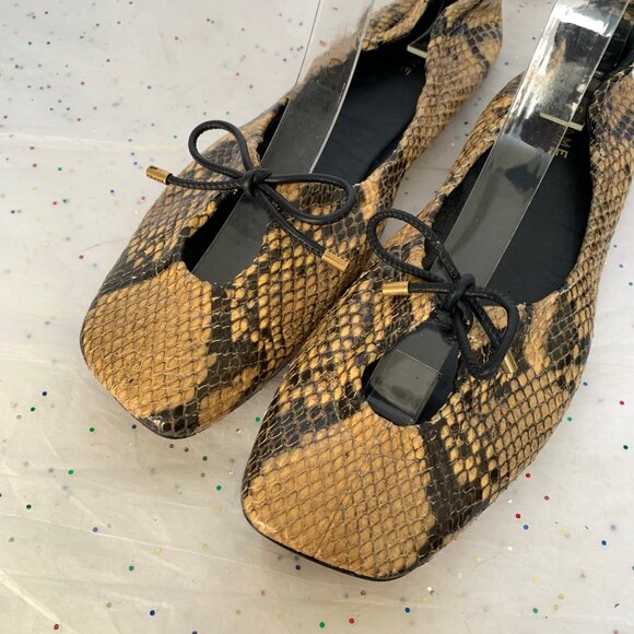 Frame Le Sunset Ballet Flats Python Multi Print Brwn/Blk Lambskin 39.5 Quiet Lux - Picture 7 of 16